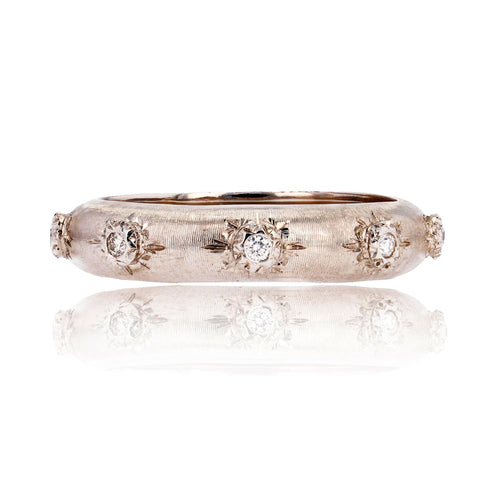 Bague 54 Bague or blanc satiné diamants 58 Facettes ANSETAB-54