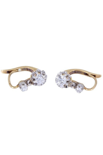 Boucles d'oreilles DORMEUSES DIAMANTS ART-NOUVEAU 58 Facettes 081691