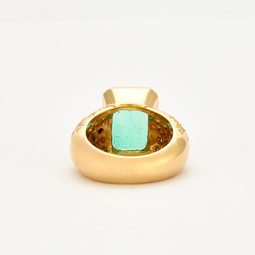 Bague 51.5 Bague or jaune Emeraude Colombie Diamants 58 Facettes
