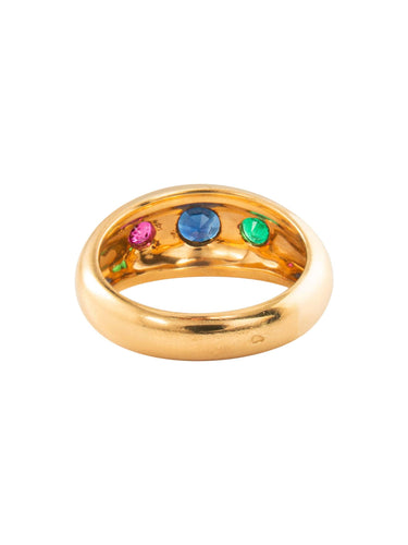 Bague 57 Bague Or Saphir Rubis et Emeraude 58 Facettes