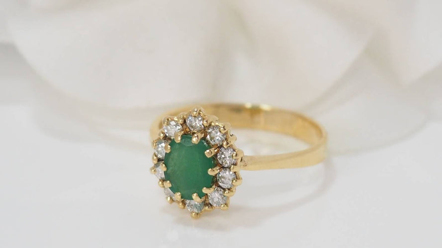 Bague 56 Bague marguerite or jaune émeraude et diamants 58 Facettes 31974