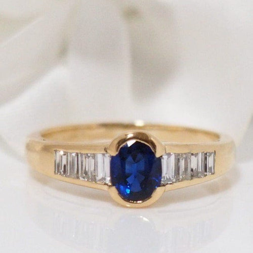 Bague 54 Bague en Or Jaune Saphir Ovale Et Diamants 58 Facettes 31440