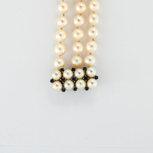Bracelet Bracelet manchette 3 rangs Perles  Saphirs 58 Facettes
