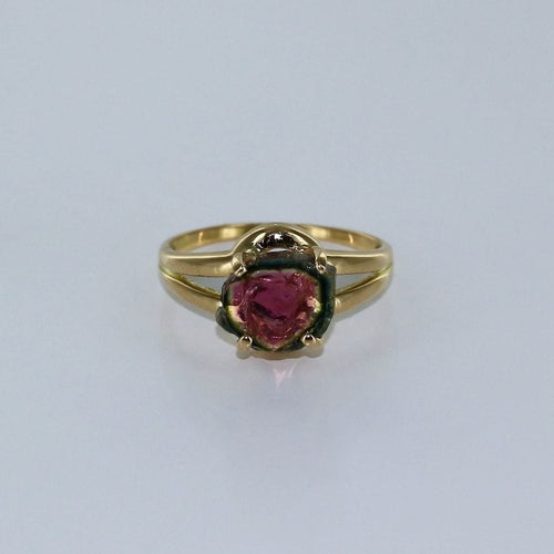Bague 53 Bague tourmaline pastèque brute 58 Facettes