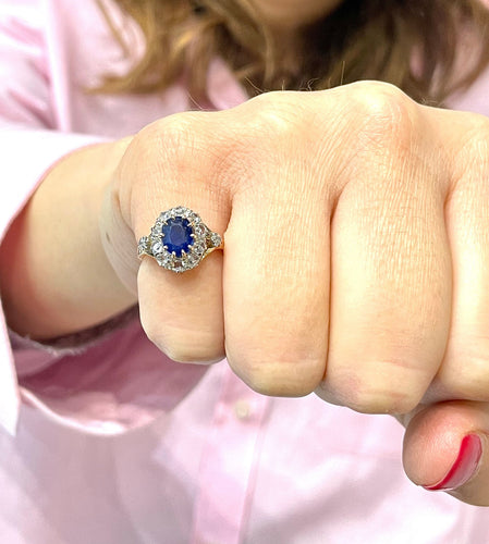 Bague Bague ancienne en or, saphir et diamants 58 Facettes