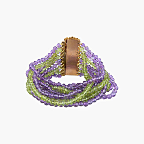 Bracelet Bracelet Multi-rangs Améthystes et Péridots 58 Facettes