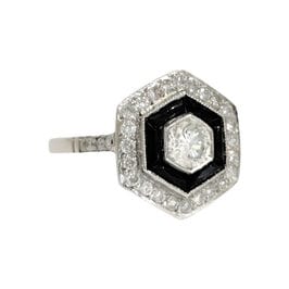 Bague 54.5 Bague Art Déco onyx et diamants 58 Facettes 1-1200/1