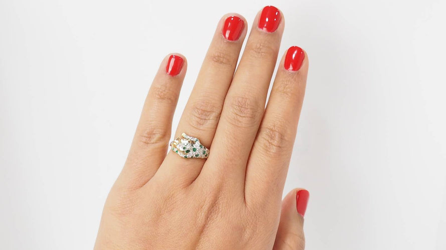 Bague 53.5 Bague Panthère émeraudes et diamants 58 Facettes 31862
