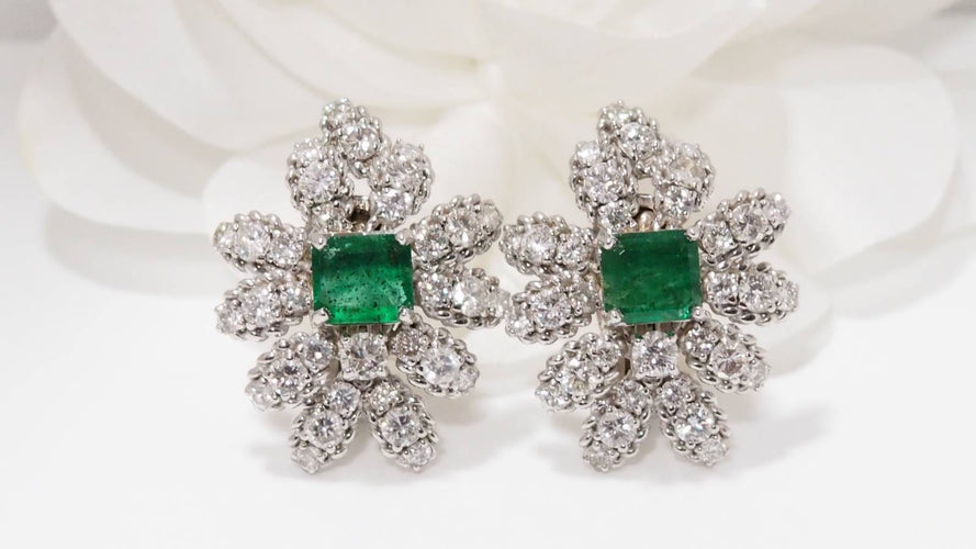 Boucles d'oreilles Boucles d'oreilles émeraudes et diamants 58 Facettes 30089