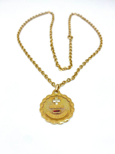Pendentif AUGIS - Chaîne et pendentif vintage en or, médaille d’amour 58 Facettes