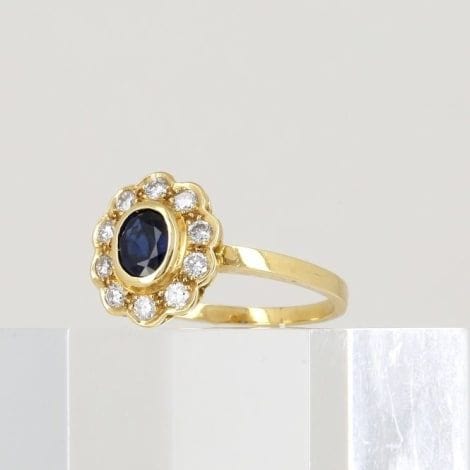 Bague 54 Bague marguerite saphir et diamants 58 Facettes Alpers
