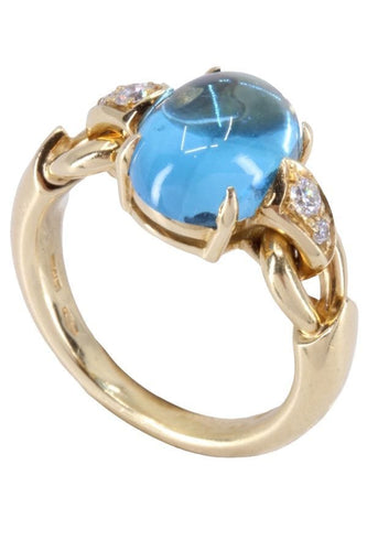 Bague BVLGARI - BAGUE TOPAZE CABOCHON ET DIAMANTS 58 Facettes 075191