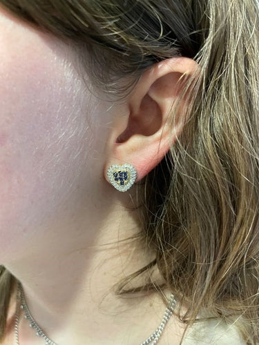 Boucles d'oreilles BOUCLES D"OREILLES COEURS SAPHIRS ET DIAMANTS 58 Facettes 056751