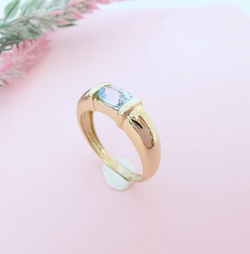 Bague 56 Bague Jonc Topaze bleue 58 Facettes AA 1589