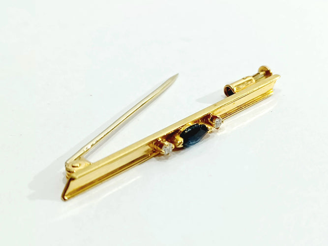 Broche Broche barrette Or jaune et blanc Saphir Diamants 58 Facettes 3213/1