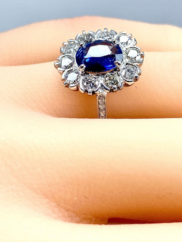 Bague 52 Bague marguerite Saphir Diamants 58 Facettes AB201