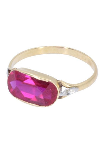 Bague 55 Bague ancienne rubis or jaune 58 Facettes 081841