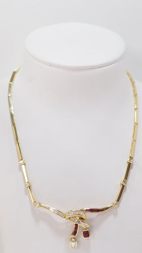 Collier Collier vintage diamants et rubis 58 Facettes 32278