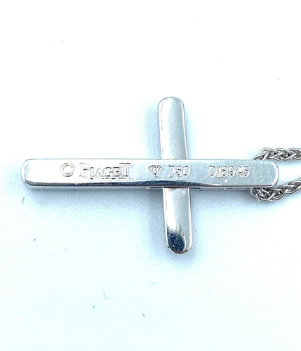 Pendentif PIAGET - Pendentif Croix or blanc diamants 58 Facettes