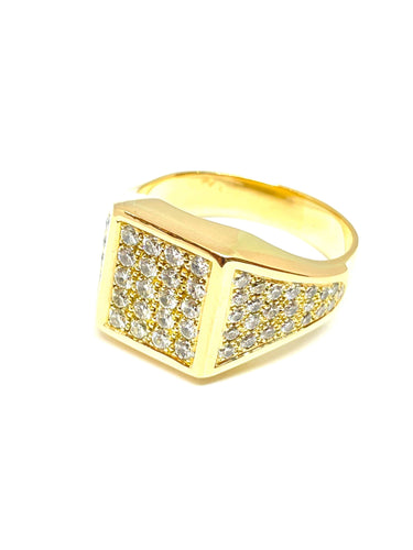 Bague Bague homme en or jaune et pavage de diamants 58 Facettes