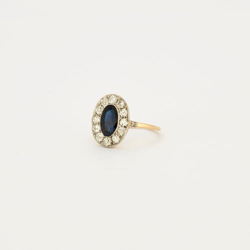 Bague 51 Bague Saphir entourage Diamants 58 Facettes 1932