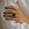 Bague 53 Bague Chevalière Diamant, Onyx & Or Rose 58 Facettes