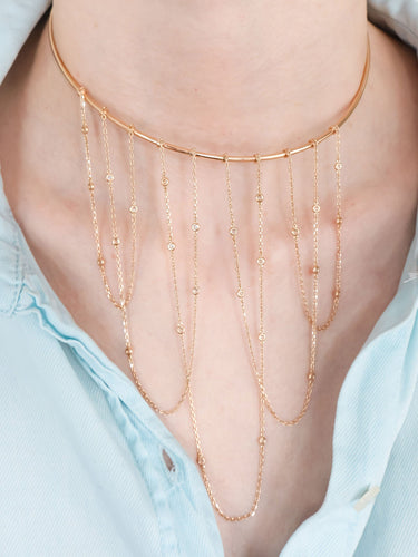 Collier Collier Djula Or Rose Diamants 58 Facettes