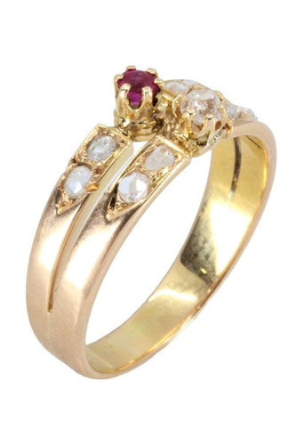 Bague BAGUE TOI ET MOI NAPOLÉON III RUBIS ET DIAMANTS 58 Facettes 053111