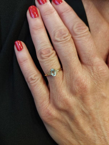 Bague 54 BAGUE AIGUE-MARINE ET DIAMANTS 58 Facettes 073381