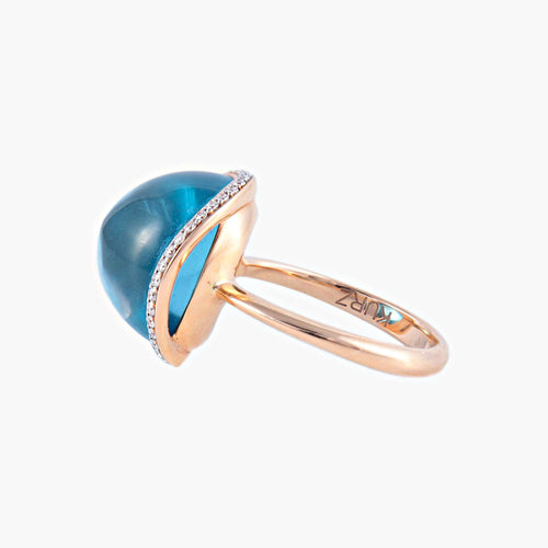 Bague 51 Bague Topaze bleue Diamants 58 Facettes