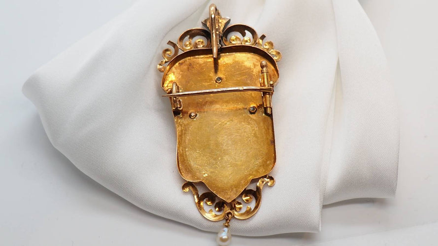 Broche Broche pendentif Napoléon III or rose perles 58 Facettes 28930