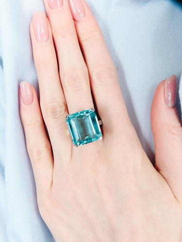Bague 54.5 Bague Aigue-marine 58 Facettes