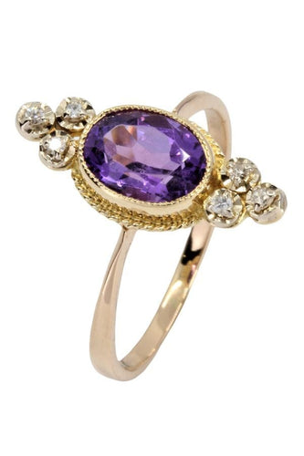 Bague BAGUE ANCIENNE AMÉTHYSTE ET DIAMANTS 58 Facettes 048771