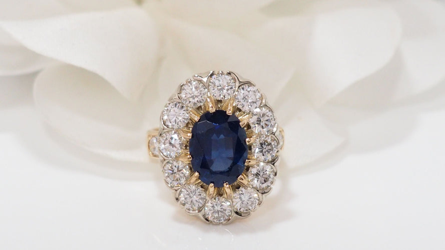 Bague 47.5 Bague Pompadour Or jaune Saphir Diamants 58 Facettes 32191