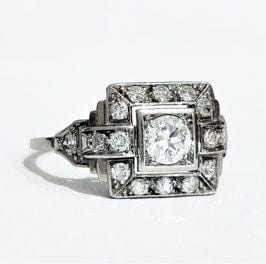 Bague 59 Bague Art Déco Diamants 58 Facettes 1-990/1
