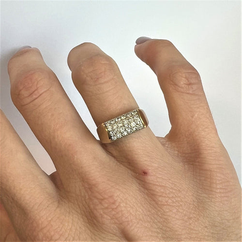 Bague 52.5 Bague Chevalière 2 ors Pavage Diamant 58 Facettes 20400000568