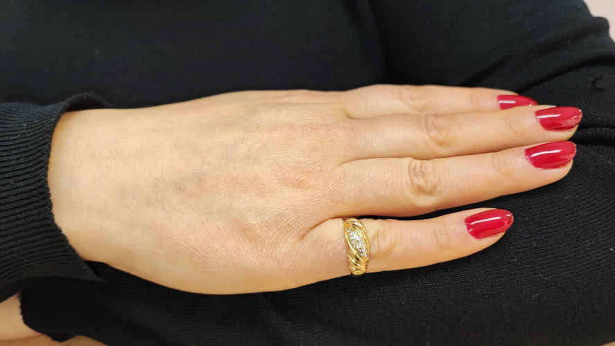 Bague 54 Bague jonc or et diamants 58 Facettes 452/5