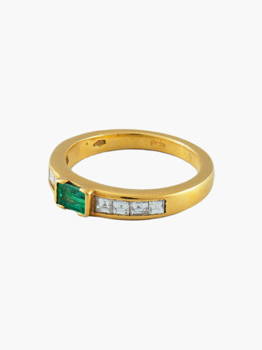 Bague 55.5 Bague Jonc Or Jaune Emeraude Diamants 58 Facettes R1672