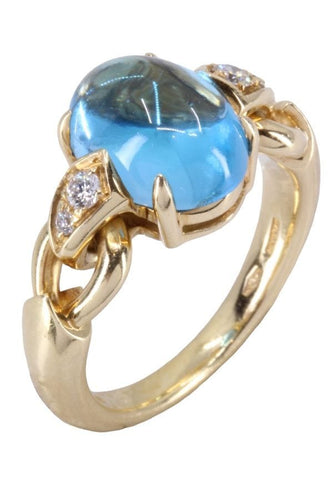 Bague BVLGARI - BAGUE TOPAZE CABOCHON ET DIAMANTS 58 Facettes 075191
