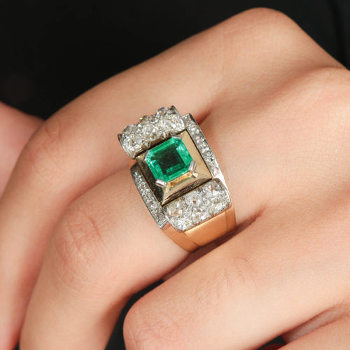 Bague Bague Tank Emeraude Diamants 58 Facettes