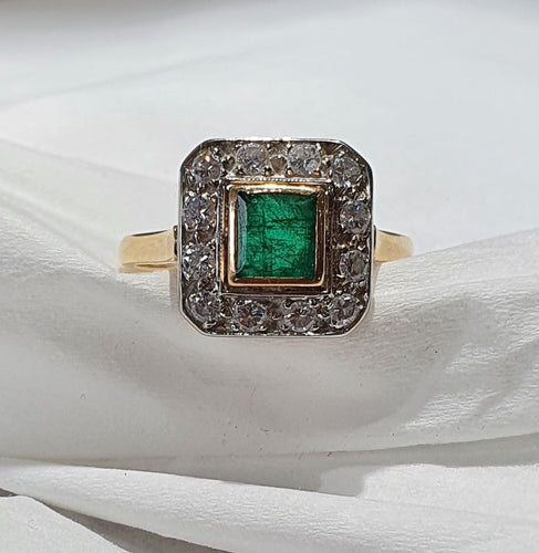 Bague Bague Or Jaune Emeraude Diamants 58 Facettes
