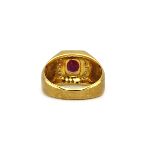 Bague Chevalière - Or, Rubis et Diamants 58 Facettes 230364R
