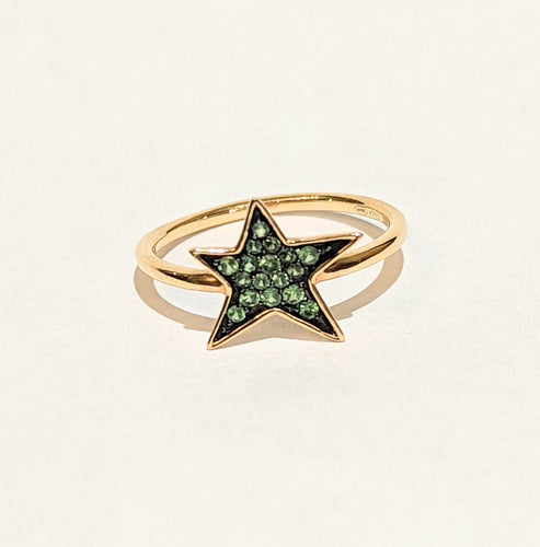 Bague 54 DJULA Bague étoile or et saphirs verts 58 Facettes