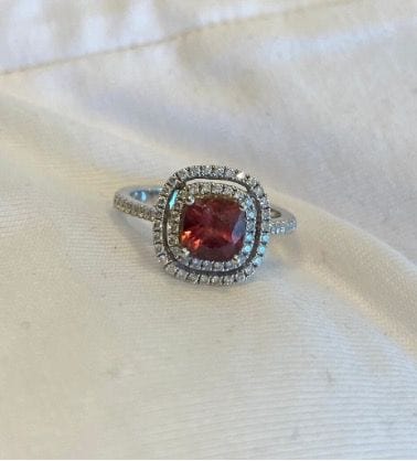 Bague Bague or blanc 18ct saphir orange & diamant 58 Facettes CEY2