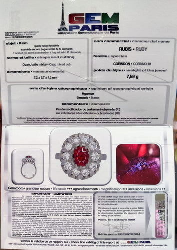 Bague 54 Bague marguerite or blanc rubis entourage diamants 58 Facettes 1-804/4