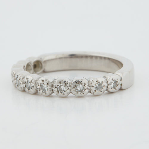 Bague 51 Demi alliance Or blanc Diamants 58 Facettes REF 9011/18