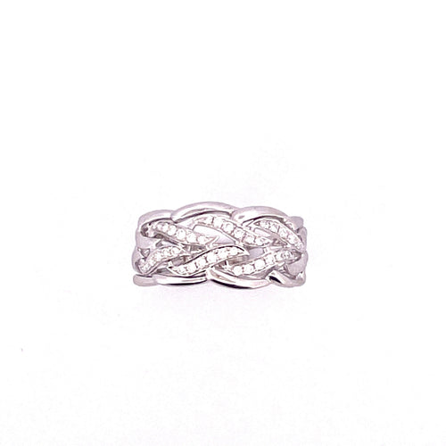 Bague Bague ajourée en or blanc, diamants 58 Facettes