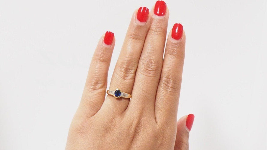 Bague 54 Bague en Or Jaune Saphir Ovale Et Diamants 58 Facettes 31440