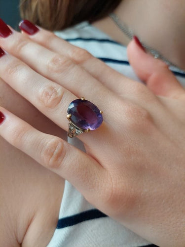 Bague 49 BAGUE ANCIENNE AMÉTHYSTE ET DIAMANTS 58 Facettes 068531