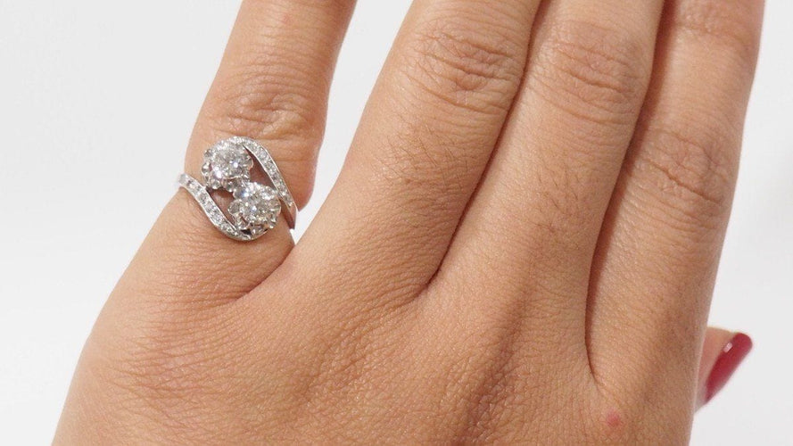 Bague 48 Bague Toi & Moi en Platine & Diamants 58 Facettes 31762
